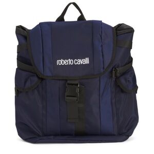 Roberto Cavalli Navy Blue Backpack with Black Accents